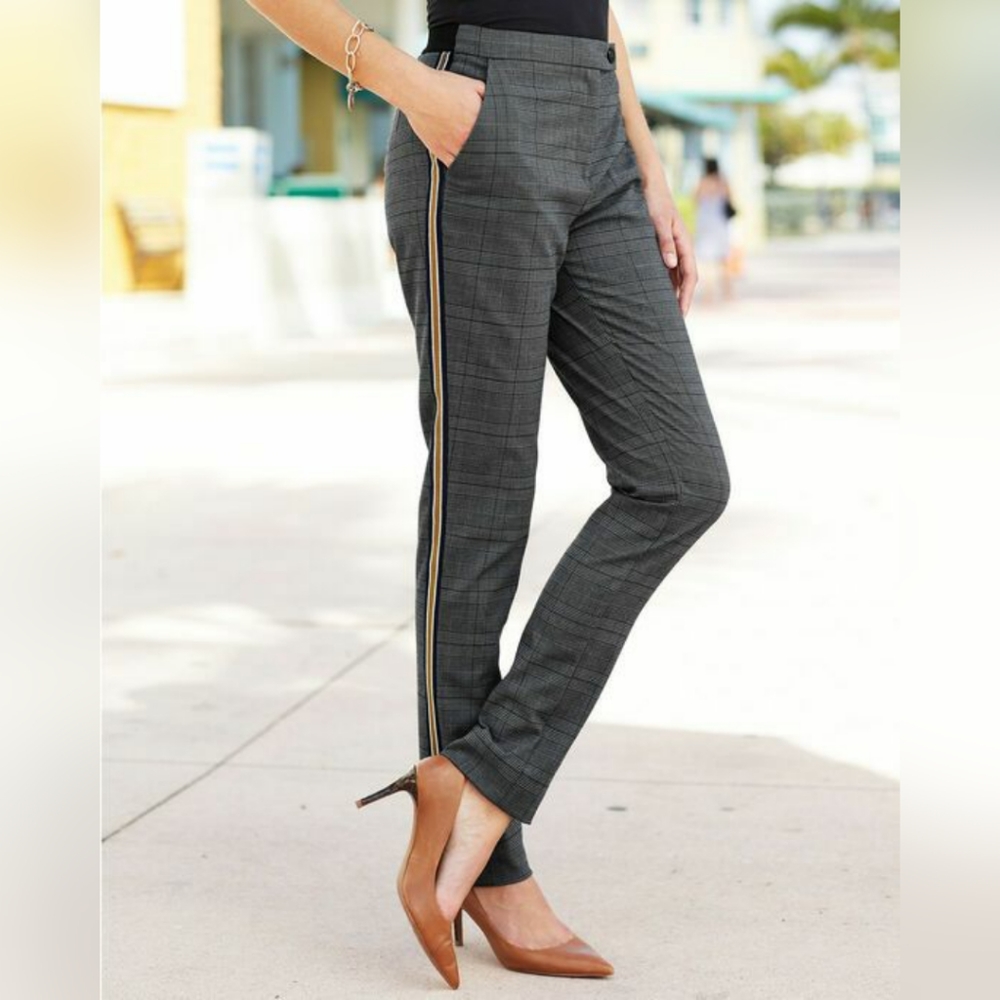 Cotton Traders Elast Back Checked Pants